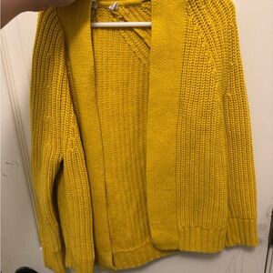 GAP Yellow Cardigan Sweater with Textured Knit